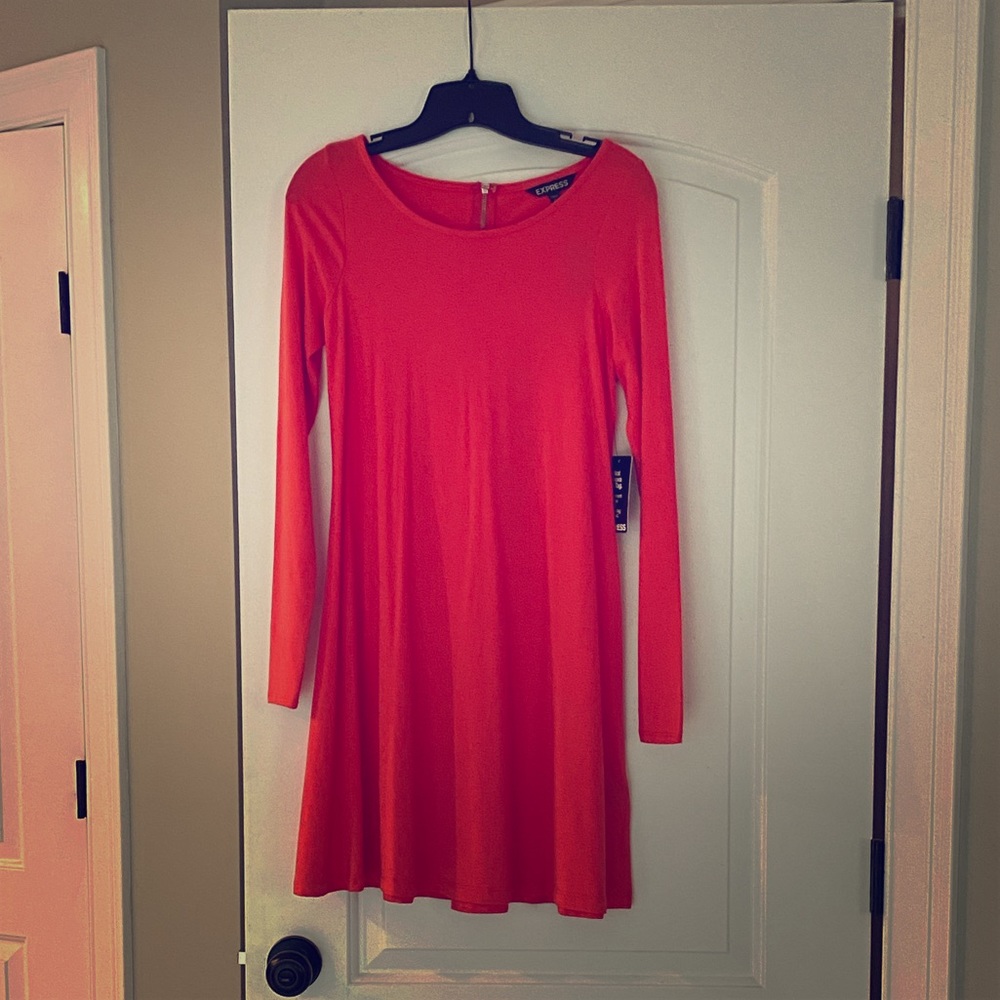 Hot pink, knee length dress